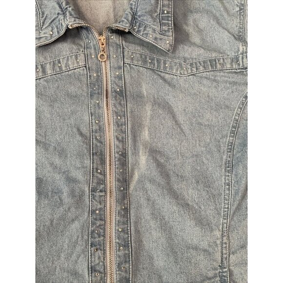 Cathy Daniels Womens 2X Denim Jacket With Rhinestone Accents & Full Zip Front Y2 - Picture 4 of 12